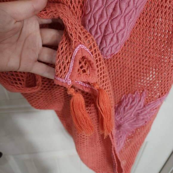 Corey Lynn Calter Womens Dress Becca Pineapple Salmon Crochet Tassel Mini M L - Picture 9 of 11